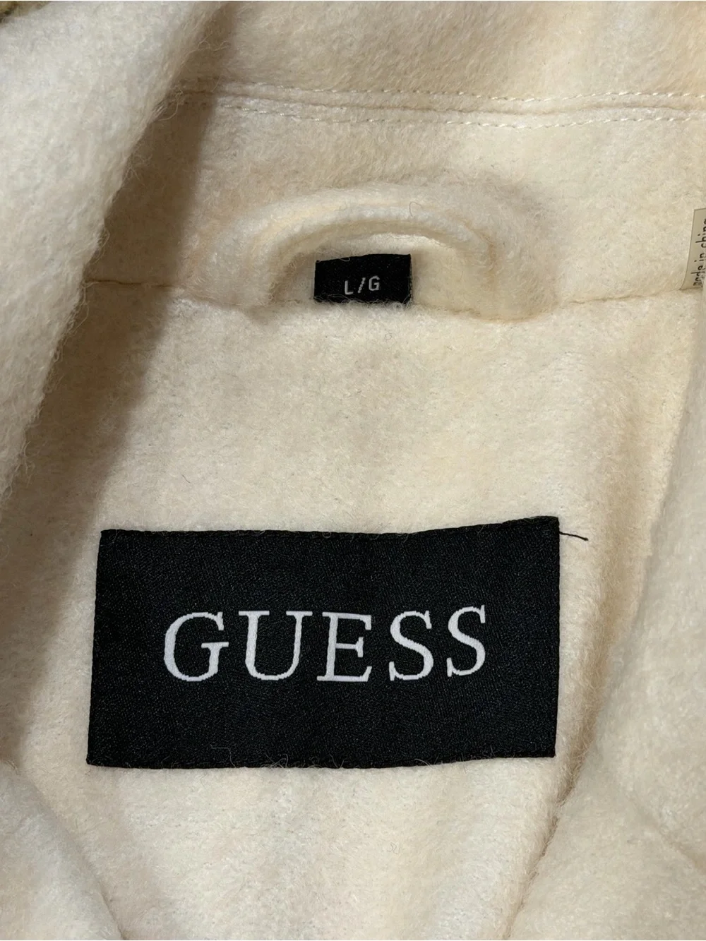 GUESS White Double-Breasted Wool-Blend Fit &  Peacoat Trench Jacket Large NWT